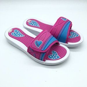 Just Speed Womens Slide Sandals Rubber Hearts Purple Blue Size 5